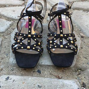 Christian Lacroix Black Sandals with Gold Studs